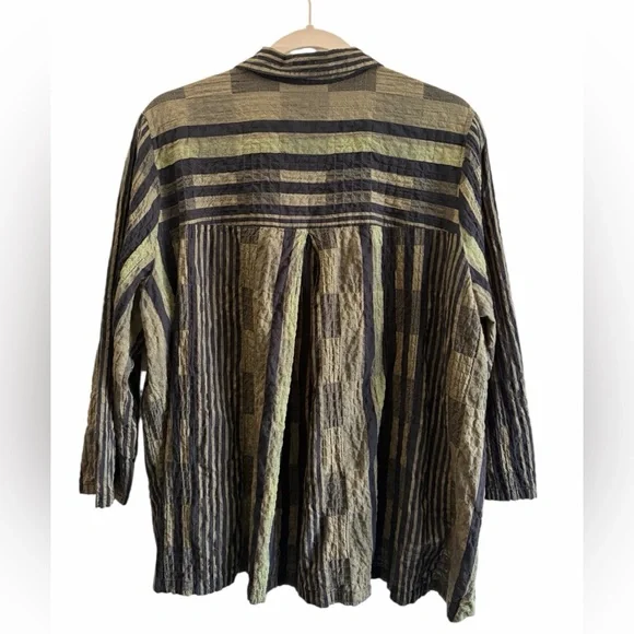 Habitat Plaid 99% Cotton Button-Down Retro Grandpacore Print (L) Boxy Lagenlook - Picture 3 of 17